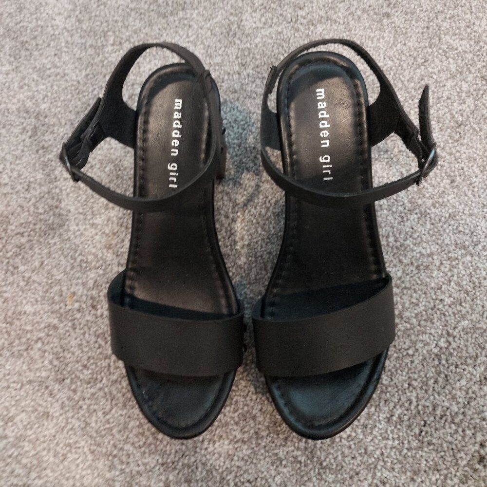 Madden Girl Black Ankle Strap Open-Toe Sandals